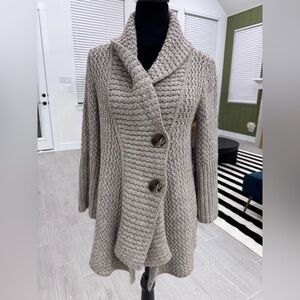 J. Jill Cozy Knit Shawl Collar Sweater - Oatmeal Color - XS